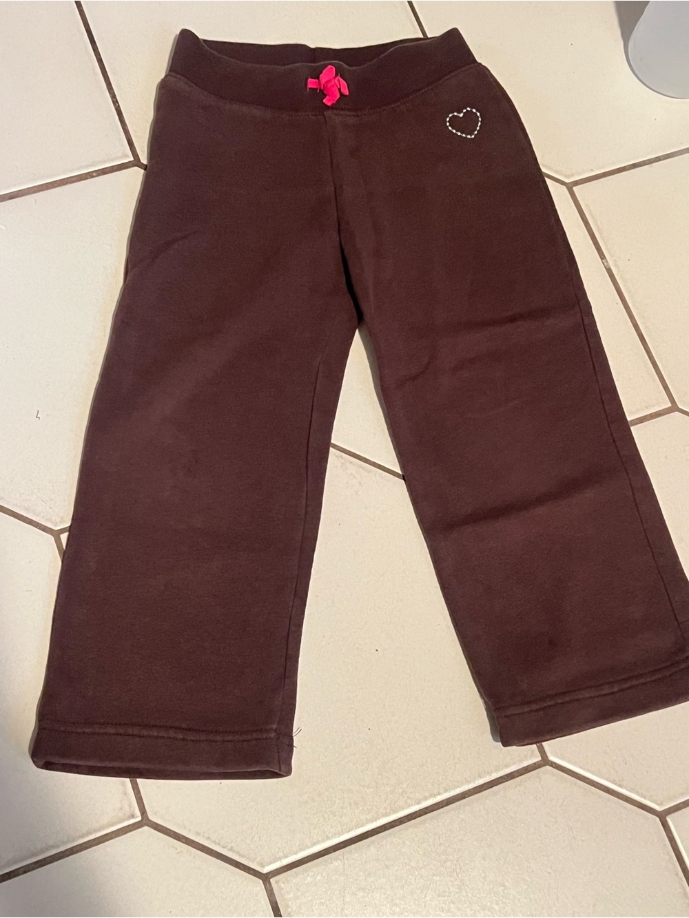 jumping beans Brown Sweatpants with Pink Bow Accent